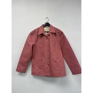 Land of Distraction Jacket Womens Large Pink Chore Coat Snap Front Workwear
